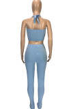 Pink Fashion Sexy adult Ma'am Patchwork Solid Two Piece Suits pencil Sleeveless Two Pieces