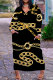 Gold Casual Daily Chain print Pocket Basic V Neck Long Plus Size Dresses