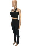 Pink Fashion Sexy adult Ma'am Patchwork Solid Two Piece Suits pencil Sleeveless Two Pieces