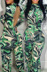 Green Casual Print Patchwork Backless O Neck Skinny Jumpsuits