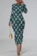 Green Casual Street Camouflage Print Letters Gradient Contrast O Neck Printed Dresses