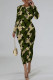 Camouflage Casual Street Camouflage Print Letters Gradient Contrast O Neck Printed Dresses