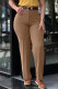 Light Brown Casual Solid Color Basic Straight High Waist Straight Solid Color Trousers (Without Belt)
