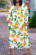 White Casual Daily Floral Print Pocket Basic V Neck Long Plus Size Dresses
