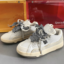 Cream White Casual Daily Patchwork Round Comfortable Out Door Shoes