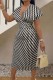 Black Casual Print Patchwork Deep V Neck Short Sleeve Dresses