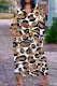 White Casual Daily Chain print Pocket Basic V Neck Long Plus Size Dresses