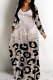 Silver Casual Leopard Print Basic V Neck Long Dresses