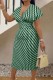 Green Casual Print Patchwork Deep V Neck Short Sleeve Dresses