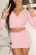 Pink Casual Solid Color Patchwork Zipper Zipper Collar Long Sleeve Two Pieces