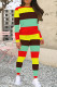 Brown Green Casual Colorblock Patchwork O Neck Long Sleeve Two Pieces