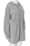 Grey Casual Solid Color Patchwork Zipper Zipper Collar Straight Dresses