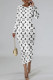 White Casual Street Camouflage Print Letters Gradient Contrast O Neck Printed Dresses