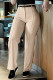 Apricot Casual Solid Color Basic Straight High Waist Straight Solid Color Trousers (Without Belt)