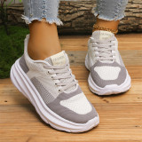 Grey Casual Sportswear Patchwork Belted Round Comfortable Out Door Sport Shoes