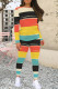 Orange Yellow Casual Colorblock Patchwork O Neck Long Sleeve Two Pieces