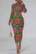Orange Casual Street Letter Print Gradient Contrast O Neck Printed Dresses