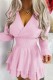 Pink Casual Print Solid Patchwork V Neck Long Sleeve Dresses
