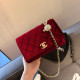 Red Casual Street Solid Color Patchwork Metal Accessories Trim Velvet Bags