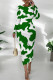 Green Casual Print Patchwork O Neck Long Dresses