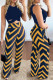 Navy Blue Casual Print Hollowed Out O Neck Sleeveless Two Pieces