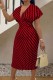 Burgundy Casual Print Patchwork Deep V Neck Short Sleeve Dresses