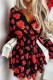 Black Red Casual Print Solid Patchwork V Neck Long Sleeve Dresses