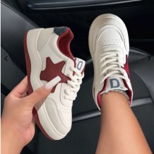 Red Casual Patchwork Contrast Round Out Door Shoes