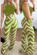 Green Casual Print Hollowed Out O Neck Sleeveless Two Pieces