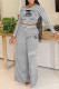 White Casual Striped Print Letters Contrast O Neck Long Sleeve Two Pieces