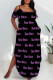 Black Casual Street Animal Print Letters Pocket Slit Contrast O Neck Irregular Dresses
