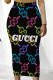 Colour Casual Street Letter Print Contrast Regular High Waist Full Print Bottoms