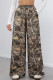 Brownness Casual Print Pocket Patchwork Loose High Waist Wide Leg Full Print Bottoms