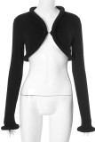 Black Sexy Solid Color Patchwork V Neck Tops