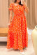 Tangerine Daily Print Patchwork Square Neck Long Dresses