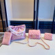 Pink Casual Daily Letters Draw String Metal Accessories Trim Bags