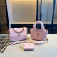 Pink Daily Solid Color Patchwork Metal Accessories Trim Chains Bags