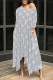 Grey Casual Street Letter Print Pocket Irregular Contrast O Neck Irregular Dresses