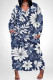 Deep Blue Casual Street Floral Print Pocket Contrast V Neck Printed Plus Size Dresses