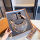 Brown Casual Street Letters Patchwork Zipper Contrast Bags