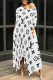 White Casual Street Letter Print Pocket Irregular Contrast O Neck Irregular Dresses