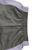 Gray Purple Casual Pocket Patchwork Zipper Contrast Zipper Collar Long Sleeve Two Pieces