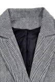 Black Daily Buttons Patchwork Contrast Turndown Collar Outerwear