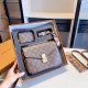 Brown Casual Daily Letters Patchwork Metal Accessories Trim Zipper Bags