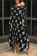 Black Casual Street Letter Print Pocket Irregular Contrast O Neck Irregular Dresses