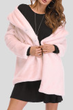 Black Casual Solid Color Pocket Buckle Patchwork Turndown Collar Outerwear