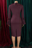 White Elegant Solid Color Buttons Patchwork V Neck Wrapped Skirt Dresses