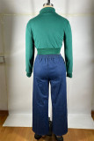 Red Casual Sportswear Daily Patchwork Contrast Zipper Collar Long Sleeve Two Pieces