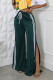 Ink Green Casual Draw String Patchwork High Slit Contrast Loose High Waist Wide Leg Patchwork Bottoms