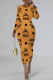 Orange Casual Street Letter Print Contrast O Neck Printed Dresses